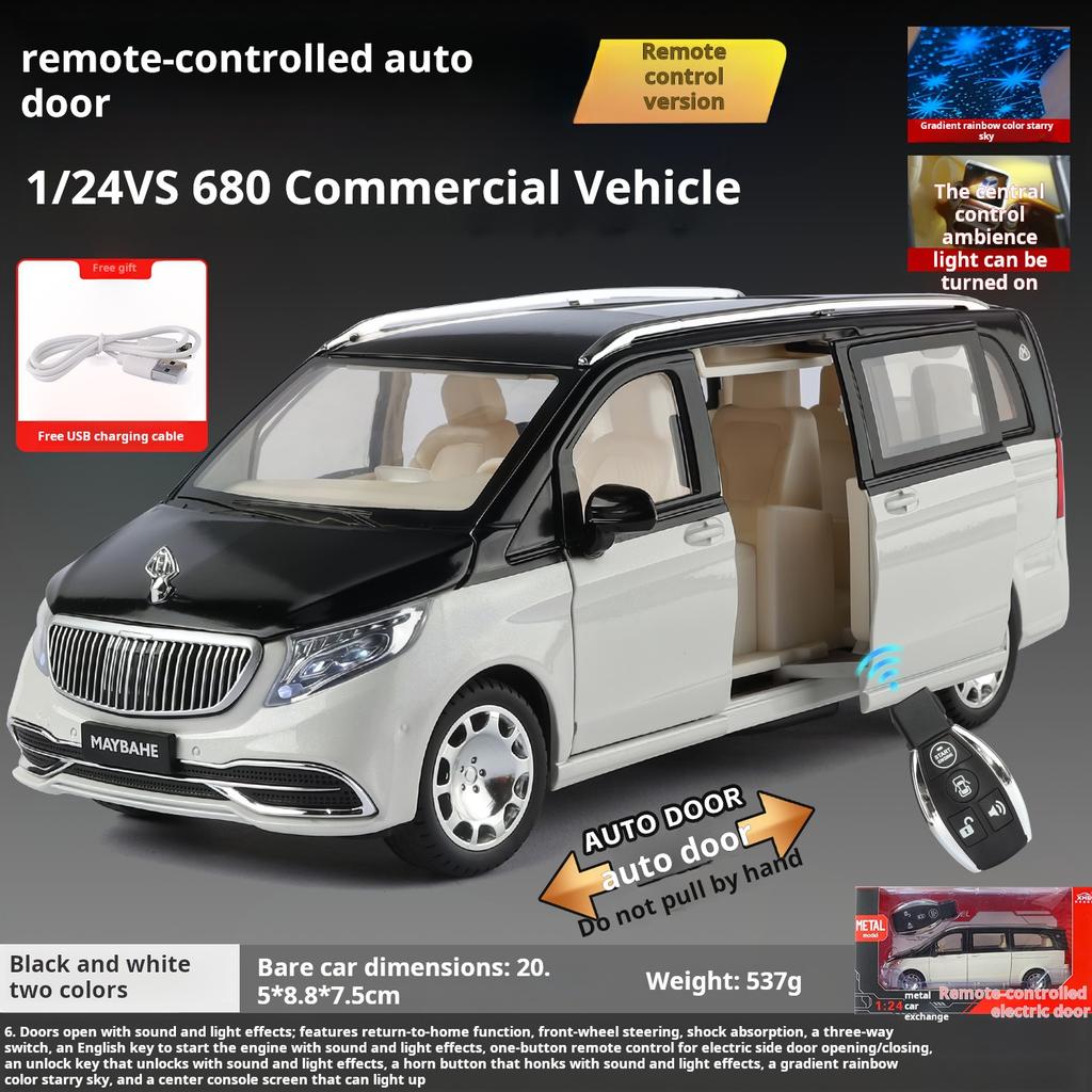 1:24 Mercedes-Maybach VS680 Luxury Large MPV Simulation Alloy Car Model Kids' Toy Car Brithday Gifts Collectible Decoration