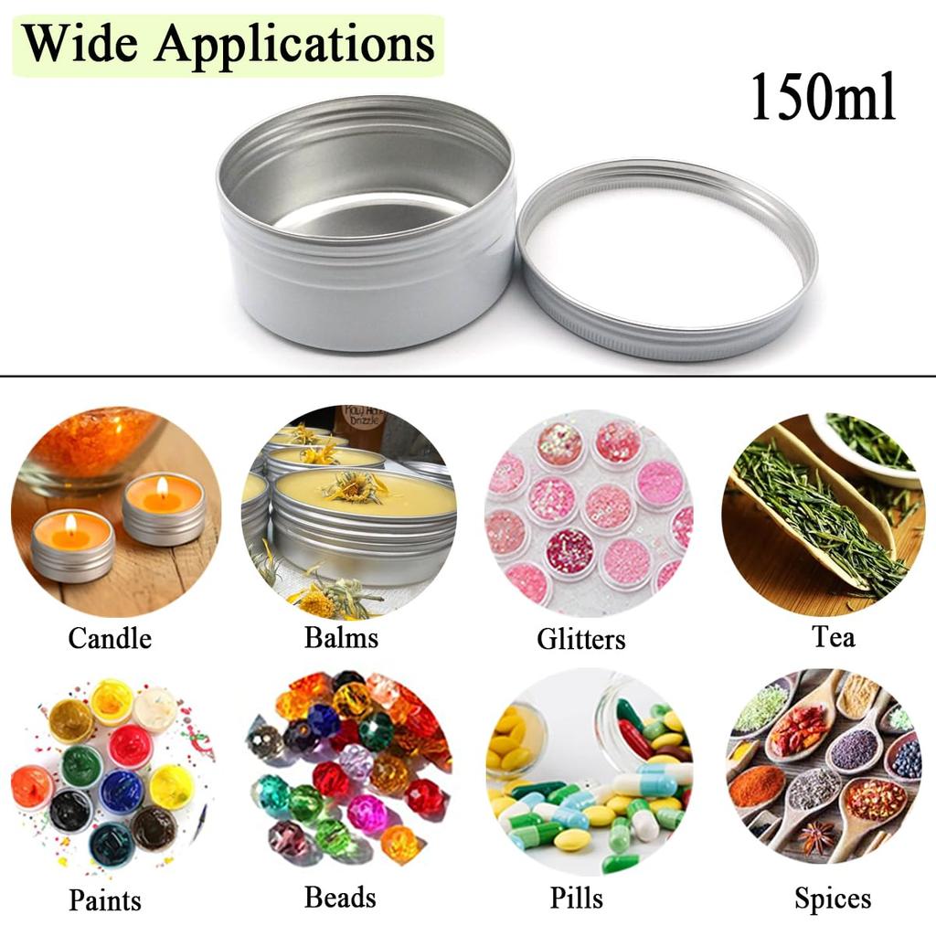 Wopanxye 6 упаковок по 5 унций, белая алюминиевая банка, косметический крем, тени для век, мазь, блеск для губ, чайная свеча, многоразовый контейнер, банки для краски, алюминиевая банка
