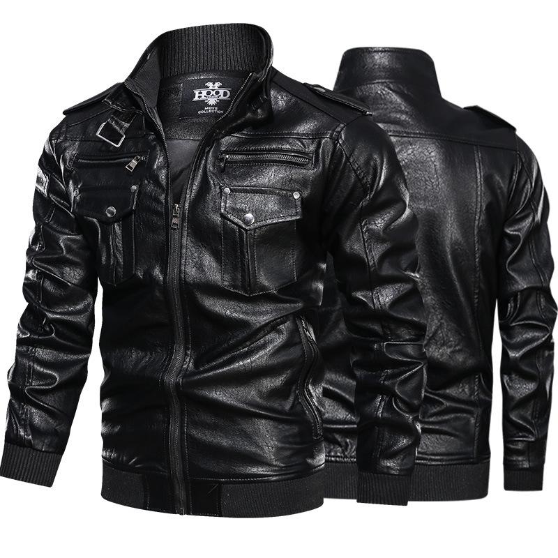 Fashion Bomber Jackets Men Plus Size Leather Motorcycle Coats Zipper Leather Coats Man Biker Jackets