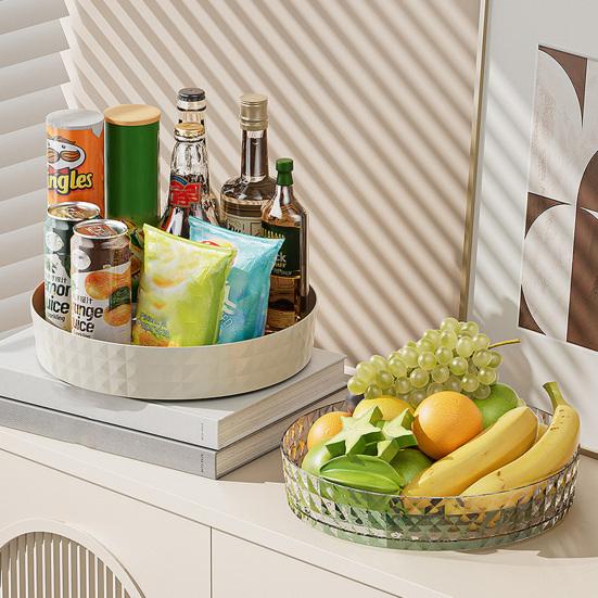 Lazy Susan Organizer Turntable Transparent Multi-Purpose Countertop Spice Rack Cosmetic Holder 360-Degree Rotating Storage Tray