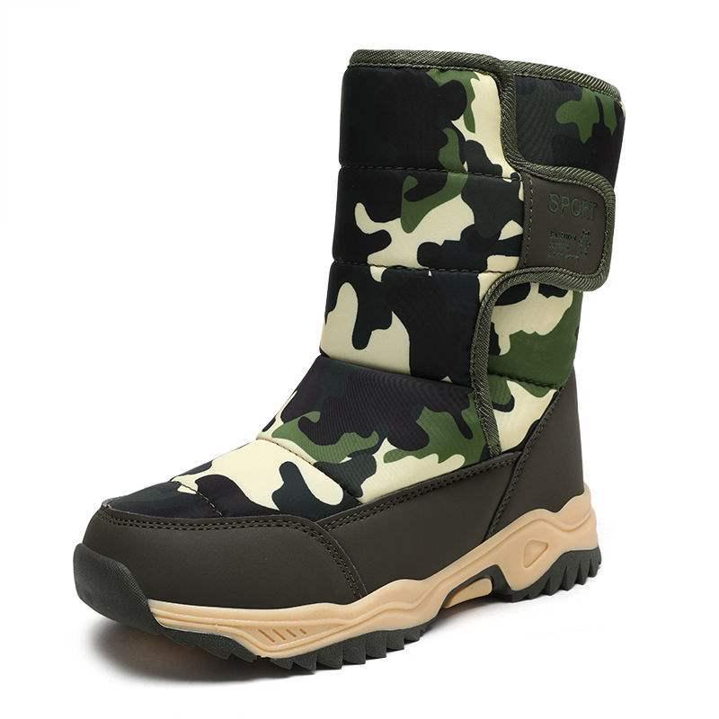 Детские водонепроницаемые нескользящие зимние сапоги для снега с теплой велюровой подкладкой