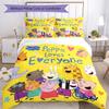 3pcs Peppa Pig Bedding Set Duvet Cover Closure Includes 1 Duvet Cover & 2 Pillowcases, Soft and Comfortable for All Seasons.