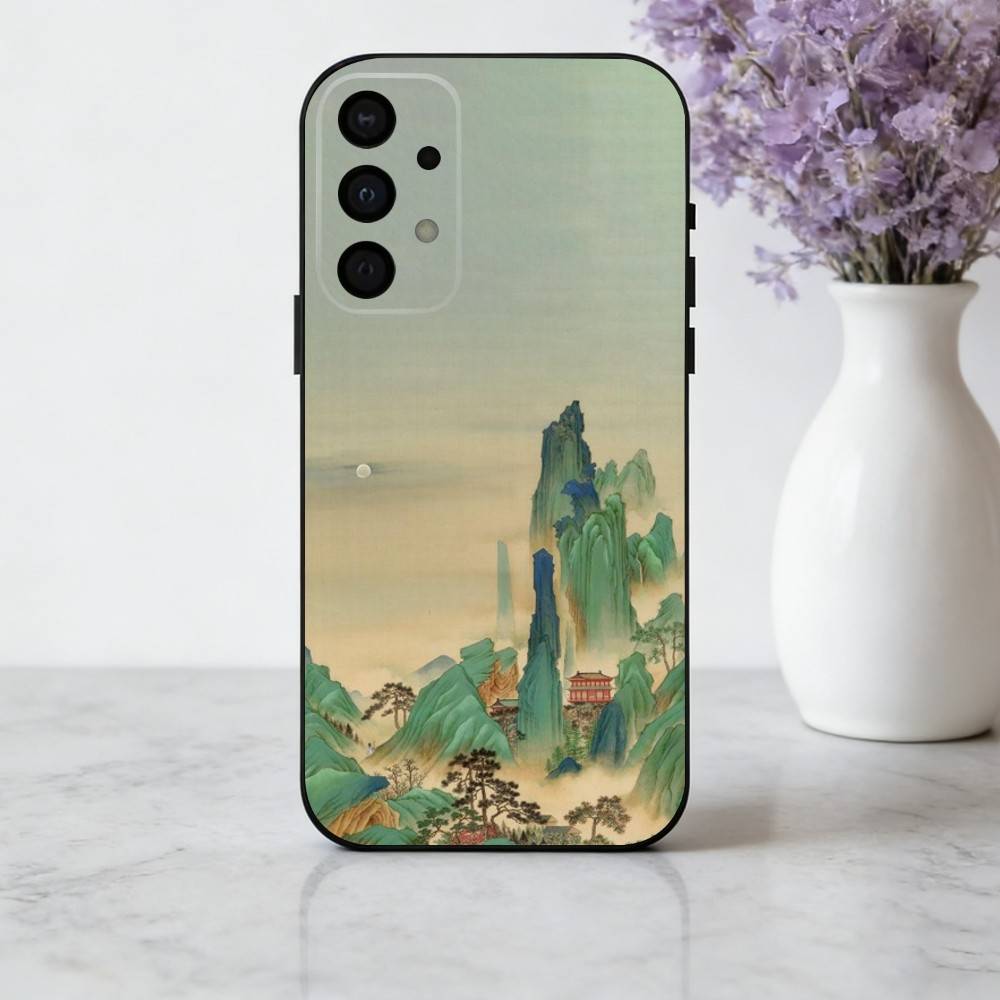 C-китайский-E l-пейзаж-E Чехол для телефона For Samsung Galaxy A73,A72,A71,A70,A53,A52,A51,Другие Мягкий черный чехол