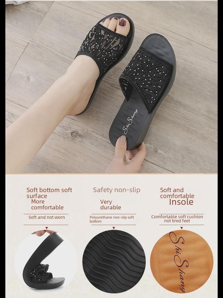 Летние тапочки 2025 года с мягкой нескользящей подошвой для женщин среднего и пожилого возраста