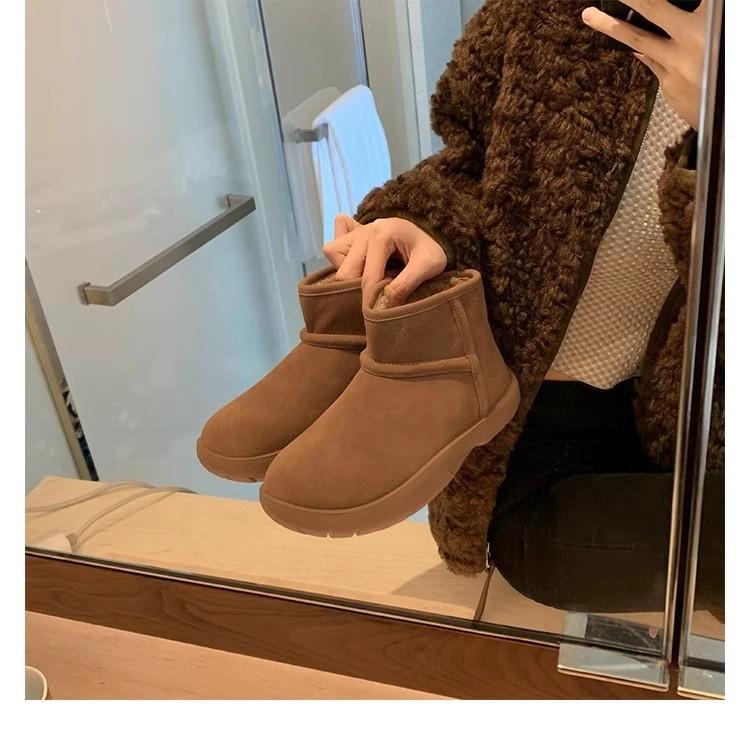 Women's Winter Platform Snow Boots Warm Faux Suede Mid-Calf Ankle Booties Shoes With Faux Fur Lined Comfortable Non-Slip Walking Short Boots for Women