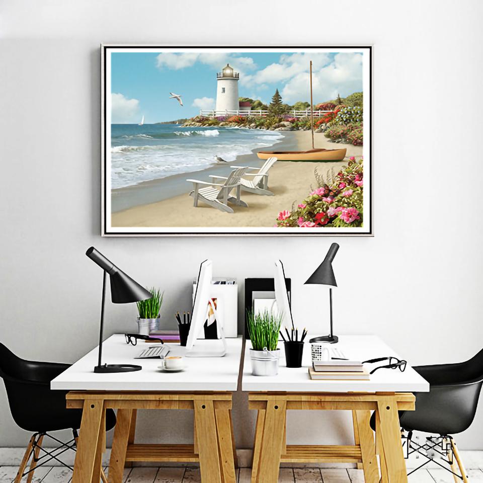 5D DIY Full Round Diamond Painting "landscape" Diamond Embroidery Cross Stitch Kit Rhinestone Picture Decoration Gift