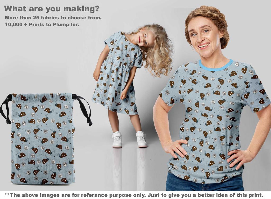 oneOone Cotton Poplin Light Blue Fabric Bird Ladybird  Quilting Supplies Print Sewing Fabric By The Yard 42 Inch