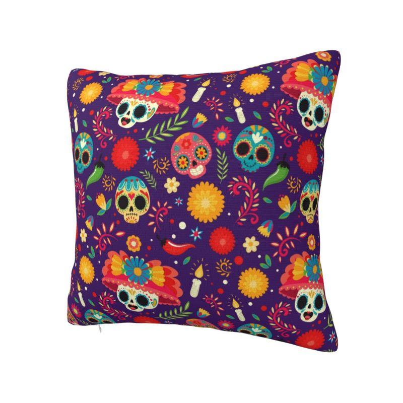 День Мертвых Цветочная Наволочка 40x40см Хэллоуин Сахарный Череп Бархатная Роскошная Наволочка Украшение для Гостиной