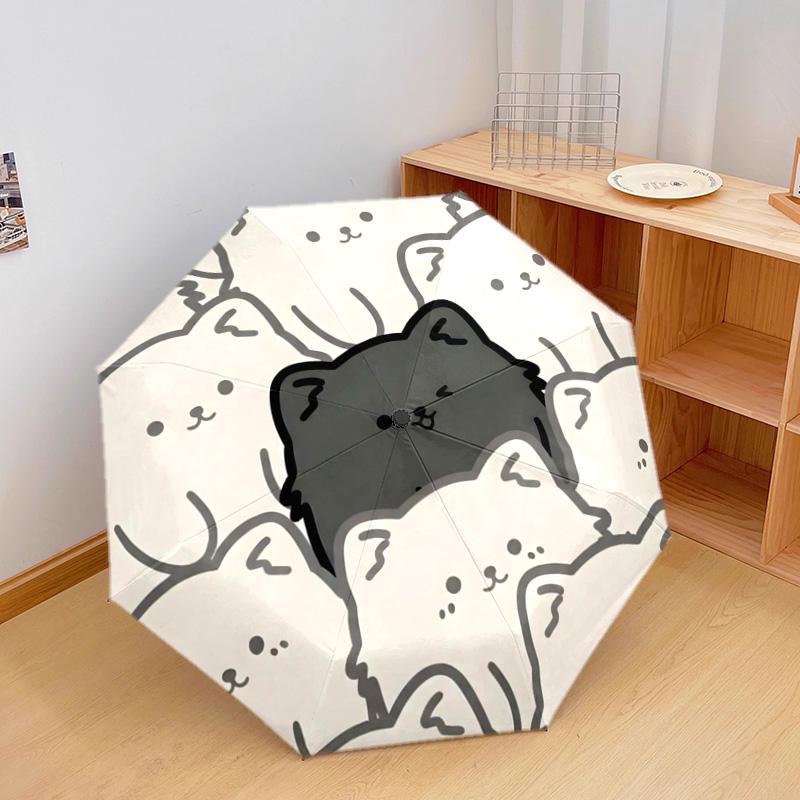 1 шт. chow Автоматический складной зонт - Мультяшный узор, Портативный и складной дизайн с 8 спицами, Рождественские и Новогодние подарки