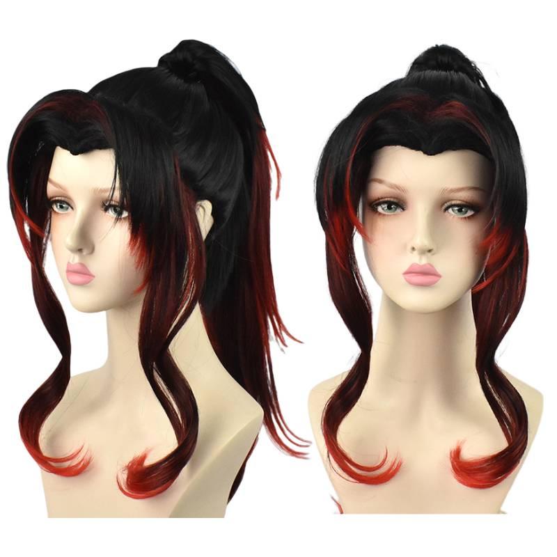High-temperature Fiber Black Red Gradient Wig Perfect For Anime And Cosplay Fans
