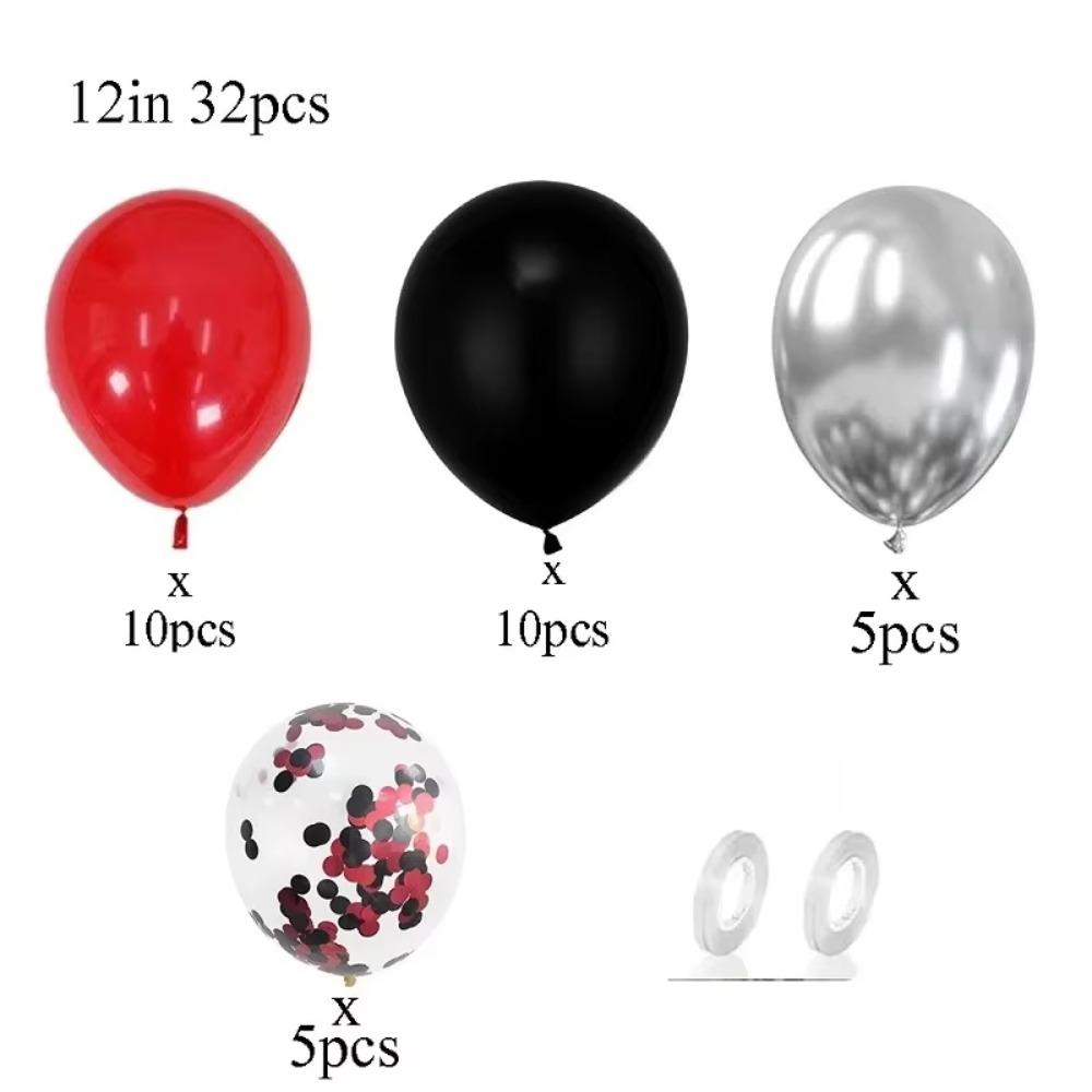 32pcs Balloon Set with Red and Black Balloons Colorful Confetti Balloons Wedding Valentine's Day Birthday Party Balloon New Year