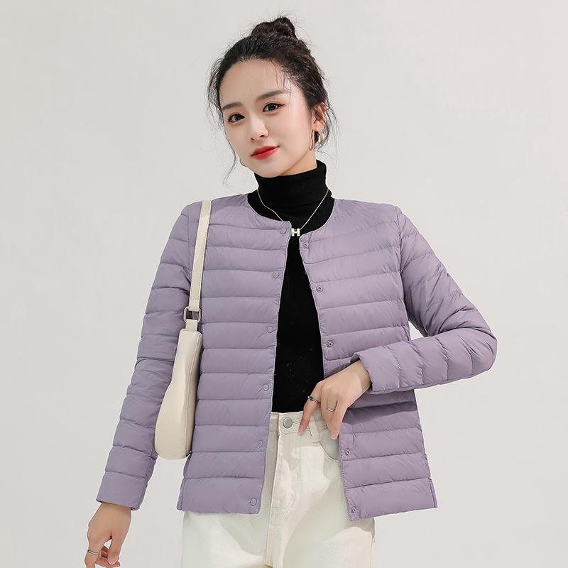 Men's Lightweight Collarless Down Jacket - Autumn/Winter, Plus Size Round Neck White Duck Coat