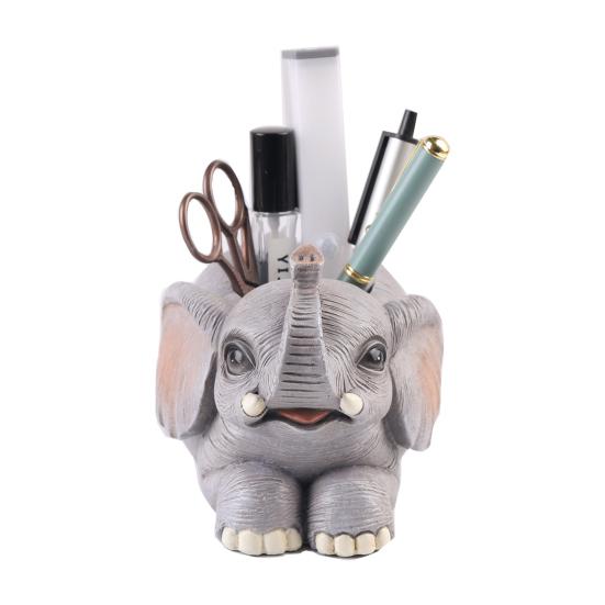 Держатель для ручек в виде слона, смоляной держатель для стола в виде счастливого слона, держатель для карандашей в виде слона, подарок для женщин, домашний офис, декор