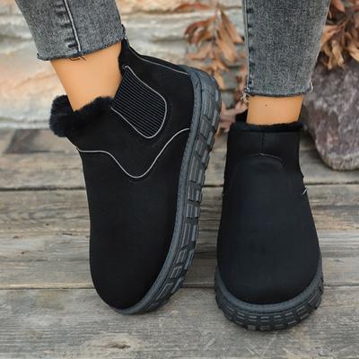 2025 зимние женские короткие плюшевые теплые зимние ботинки повседневная обувь новые замшевые меховые ботинки челси ботильоны на плоской подошве женская обувь на платформе