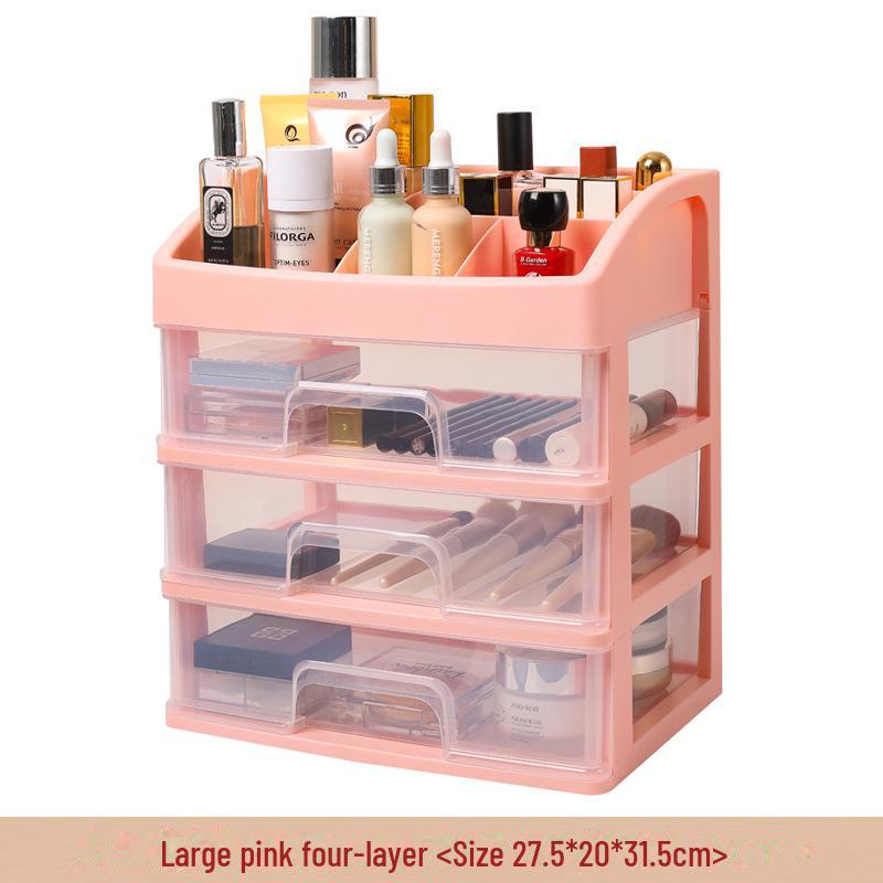 Multi-Layer Clear Drawer Cosmetic Storage Box - Dustproof & Compact Design
