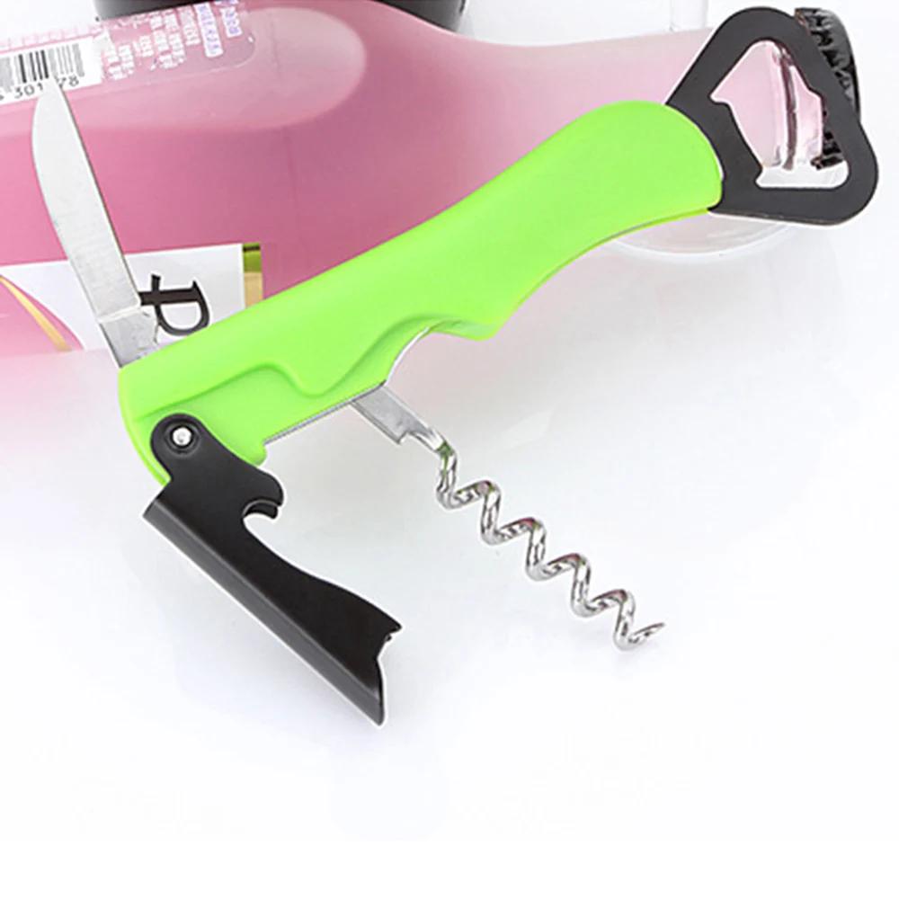 1Pcs Steel Metal With Plastic Handle Home Party Multifunctional Wine Opener Beer Bottle Cap Opener Corkscrew Corkscrew Stainless