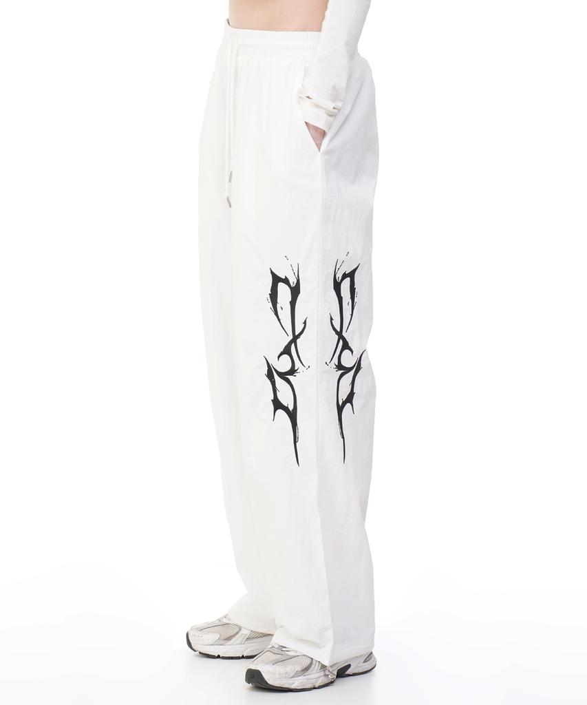 D.XO.H Thunder Embroidered Logo String Nylon Pants White