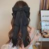 "Luxury Black Ribbon Hairpin for Long Hair - Elegant Bow Top Clip Accessory"