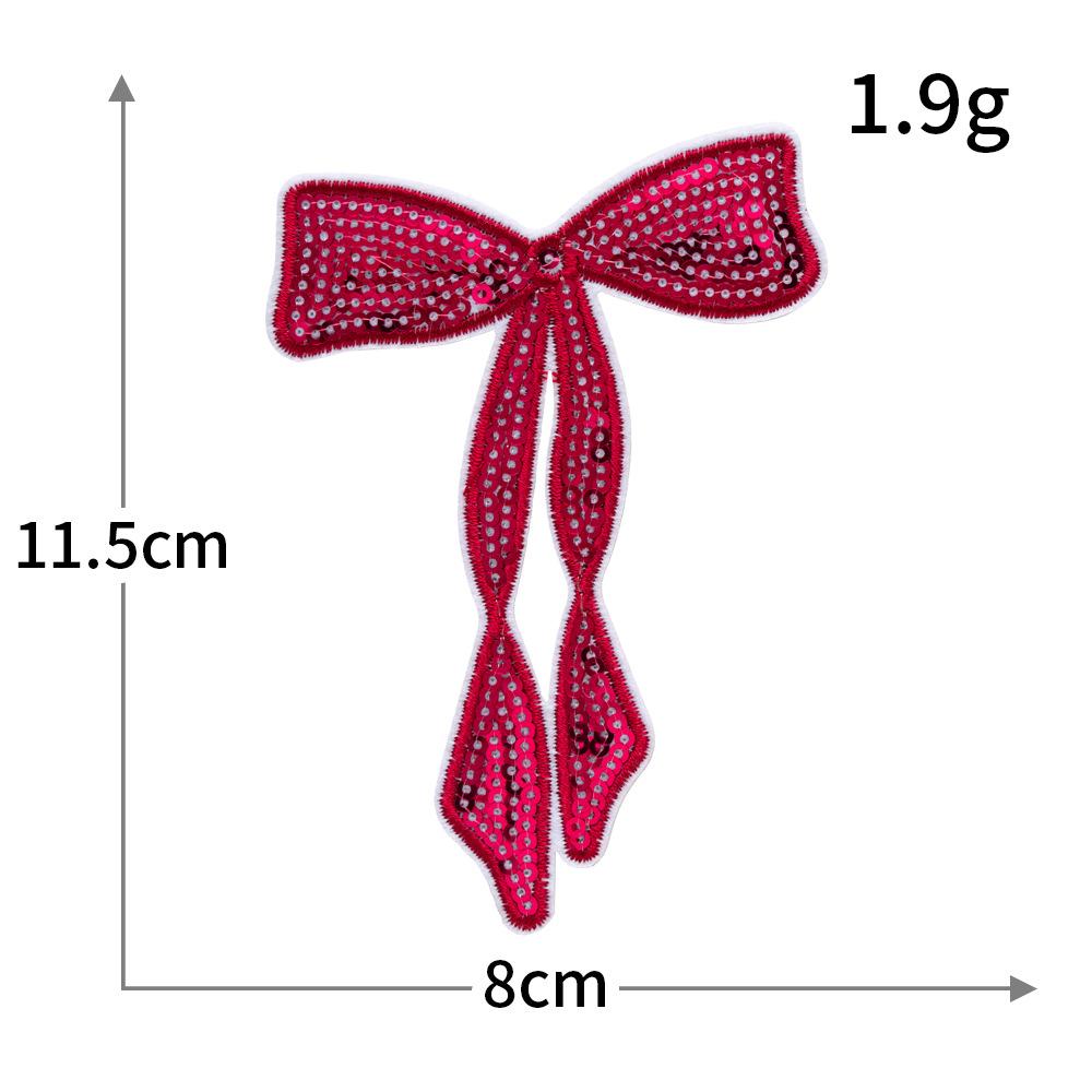 Multi-Colored Sequined Bow Long Bow Tie Embroidered Cloth Sticker Computer Embroidered Shoes Bag Clothes Sticker