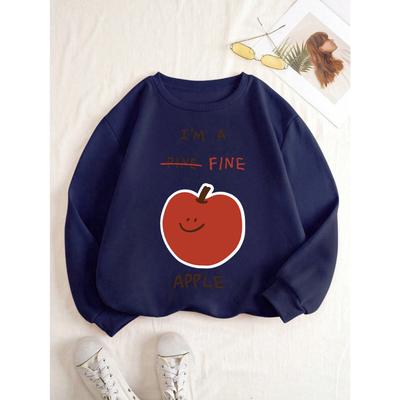 Тонкие свитшоты с принтом яблок, парные, свободные, оверсайз, уличная одежда, с круглым вырезом, флисовый спортивный костюм, универсальные, Y2K, женская одежда