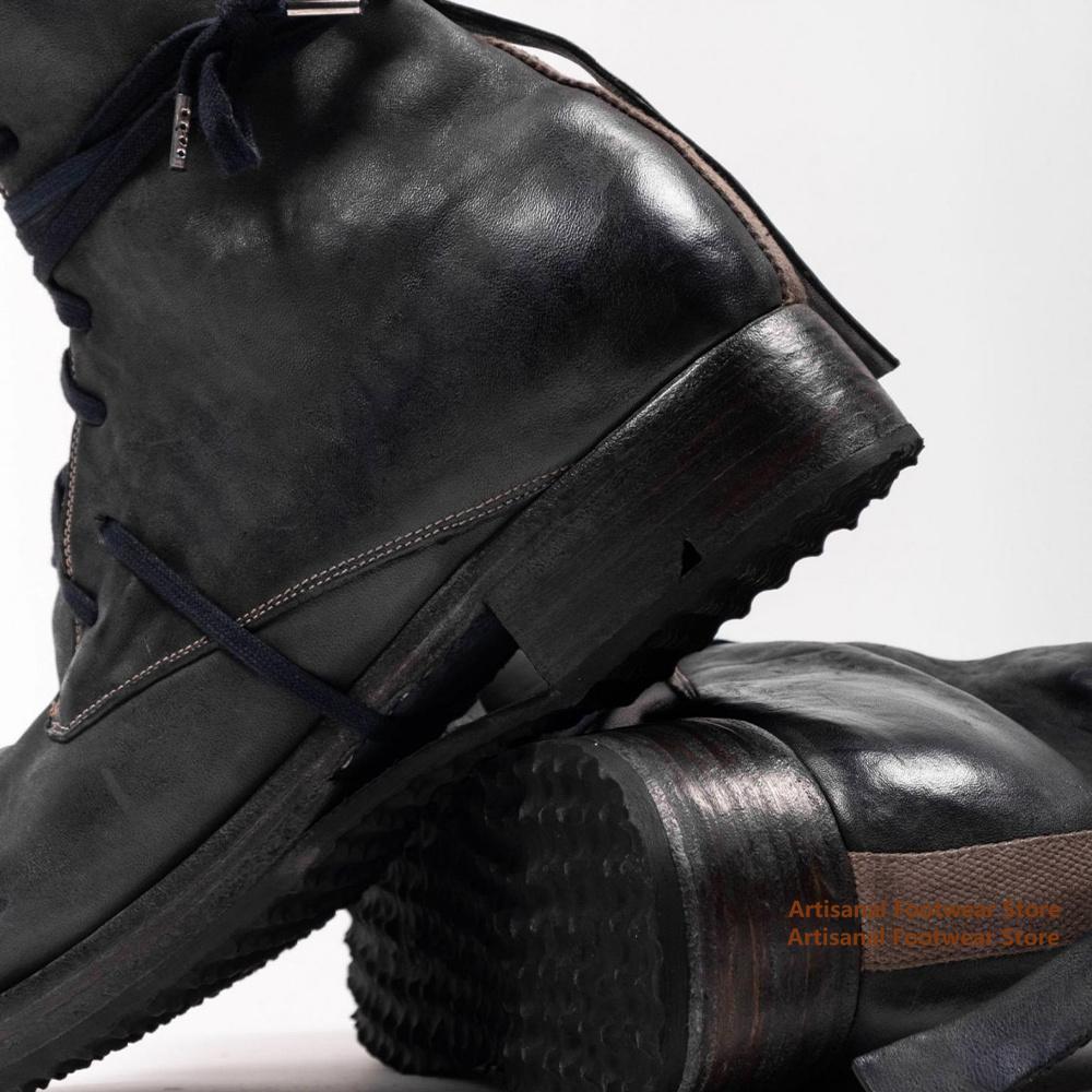 Мужские ботинки на высоком голенище с ремешками, черные кожаные ботинки на шнуровке, мотоциклетные ботинки на толстом каблуке, обувь для мужчин с увеличением роста, модные ботинки