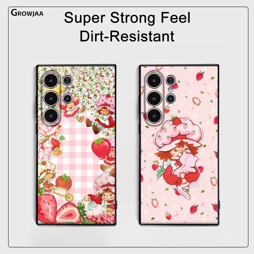 Клубнично-розовый S-Шорткейк Чехол для телефона Samsung Galaxy S25 S24 S22 S23 Ultra S21 S20 Plus 5G Матовый Нескользящий Полностью Мягкий Чехол