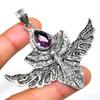 Amethyst Gemstone 925 Silver Plated Handmade Jewelry Pendant 2.46"