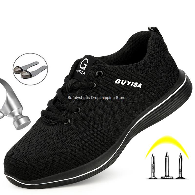 Модные легкие рабочие защитные ботинки для мужчин и женщин, строительные противоударные рабочие ботинки, кроссовки со стальным носком, мужские защитные ботинки, рабочая обувь