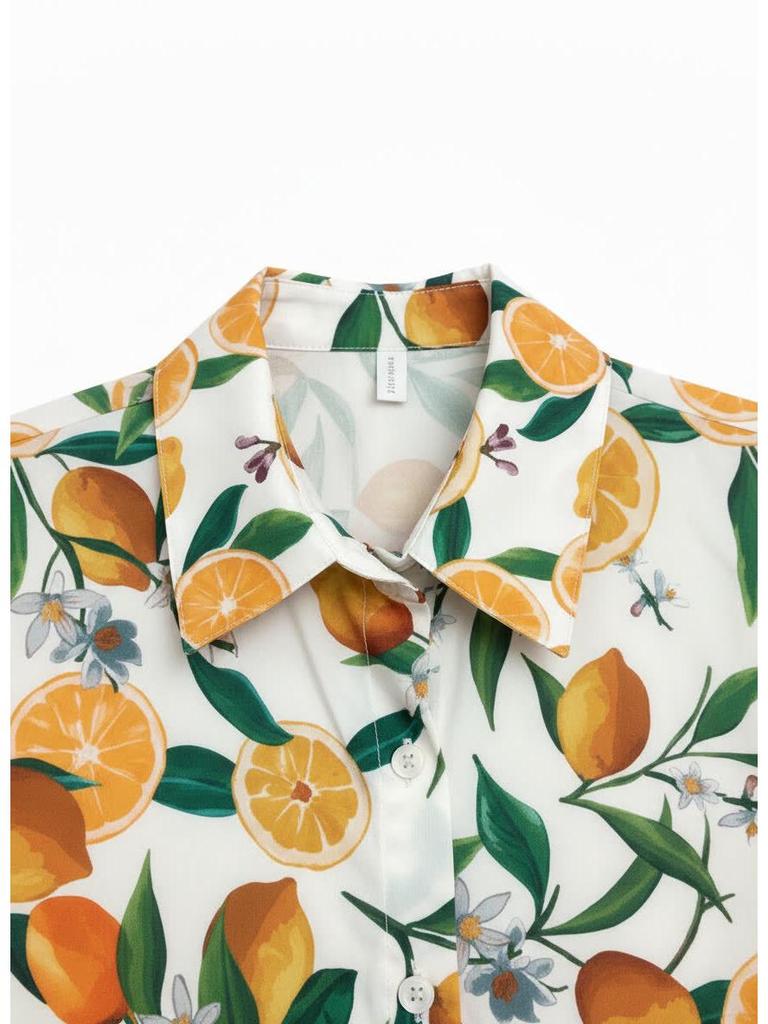 2026 Оранжевый Элемент Нишевый Дизайн Свободная Рубашка с Длинным Рукавом для Весны/Лета