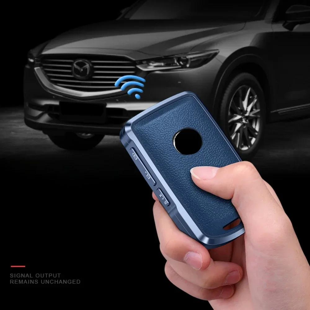 Чехол-крышка из сплава и кожи для умного ключа автомобиля Mazda Alexa CX-30 CX-3 CX-5 CX-7 CX-9 CX-4 3 кнопки Защитный корпус Аксессуары