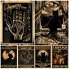 Witch Magic Spell Art Prints Palms Fortune Telling And Witchcraft Black Cat Wall Art Canvas Painting Witch Poster And Prints (with Frame)