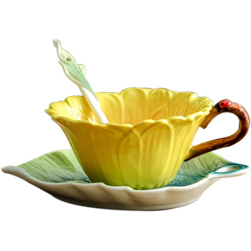 Фарфоровые кружки с эмалью подсолнечника, керамическая кофейная чашка из гибискуса, Clivia, оригинальный Taza Copo, домашний декор