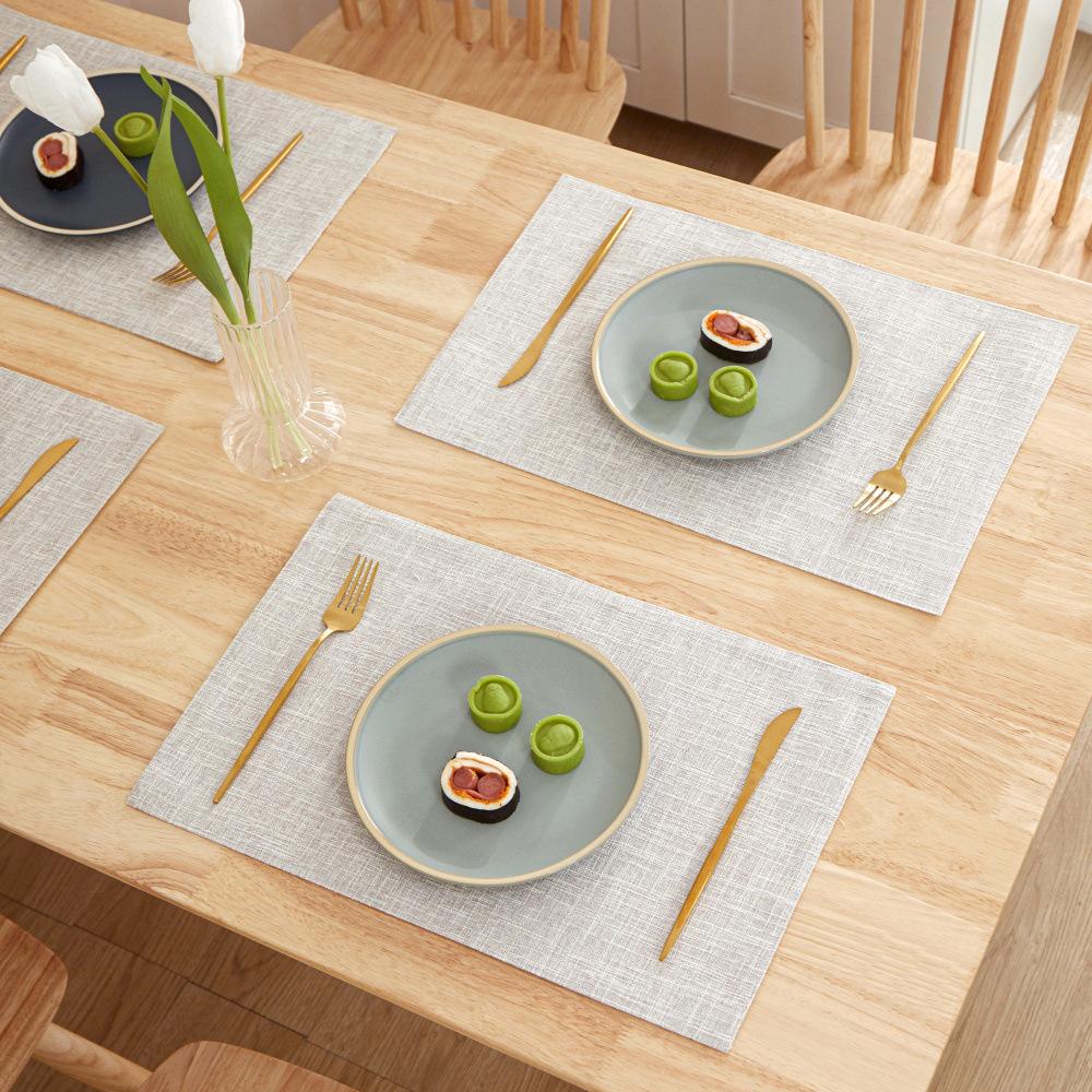 2pcs Scandinavian Ins Style Linen Solid Colour Placemats Fabric Heat Insulation Table Mats Western Food Coasters Napkins