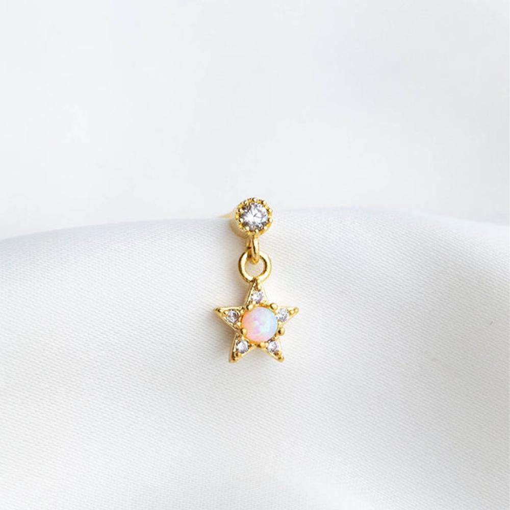 Fashion Jewelry Cute Hoop Earrings for Women 925 Sterling Silver Gold-plated Star Niche Luxury Opal Jewelry