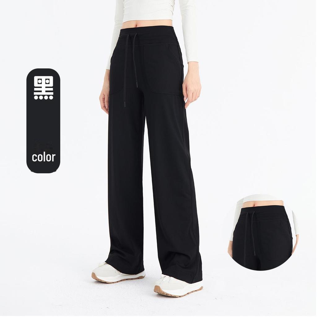 Женские широкие брюки для йоги телесного цвета с высокой талией и шнурком — дышащие, свободный крой для фитнеса