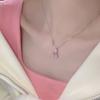 New Pink Crystal Rabbit Pendant Necklaces Women Clavicle Chain Necklaces Jewelry