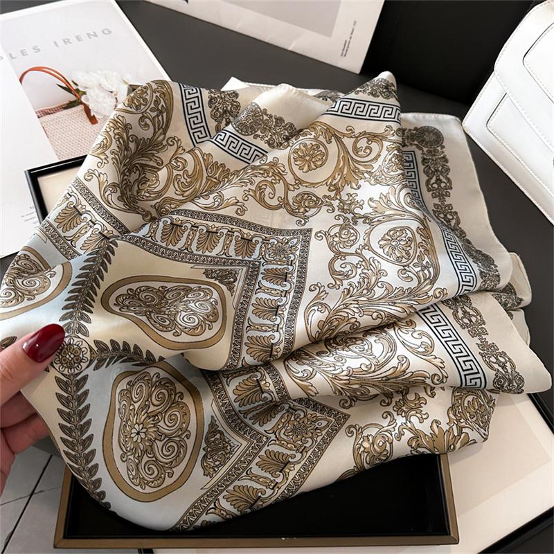 Luxury Brand Print Summer Neck Tie Shawl Silk Square Scarf Women 70cm Hair Hand Wrist Headkercheif Hijab Bandana