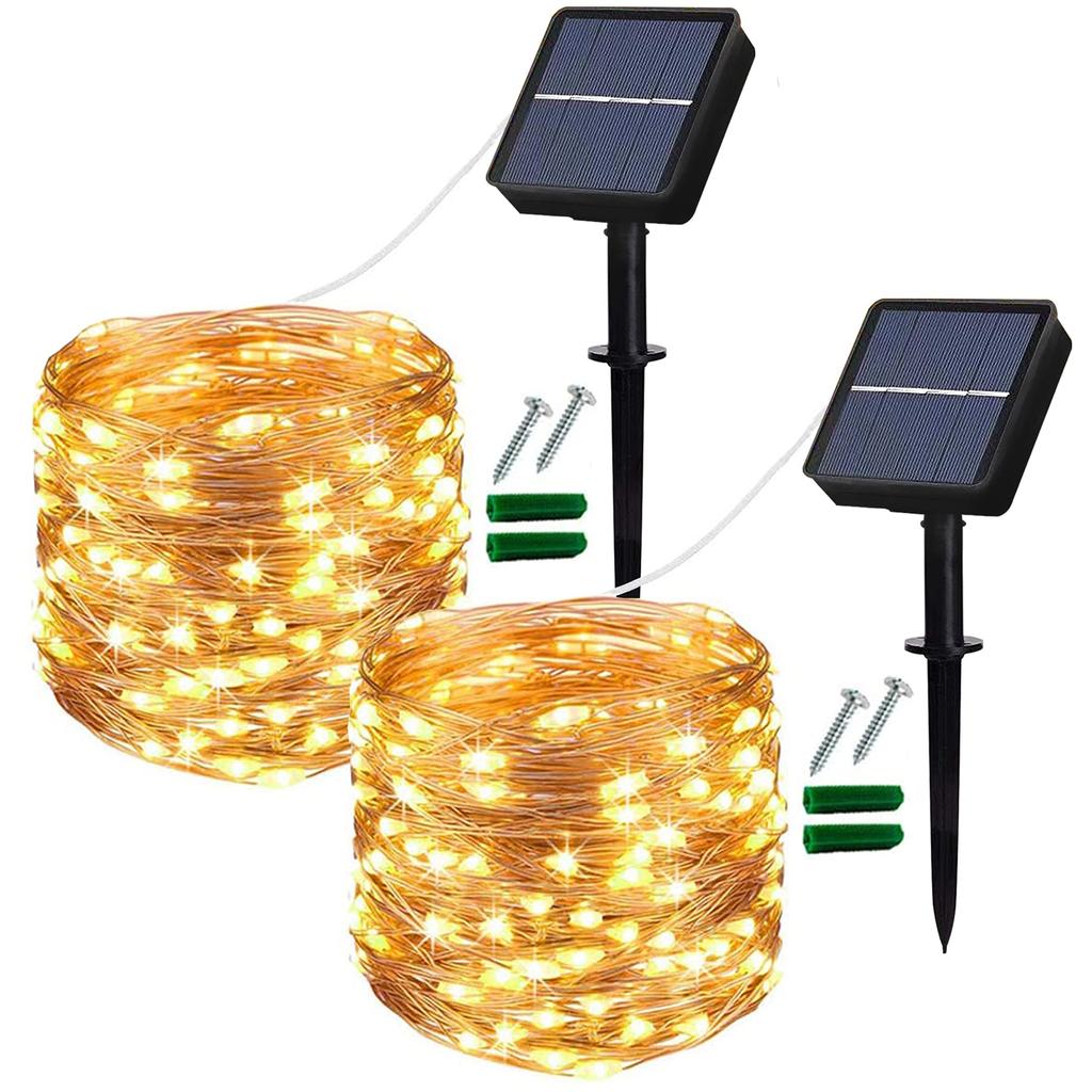 Solar String Lights Outdoor, 1Pack Solar Garden Lights Waterproof 12M/40Ft 8 Modes Fairy Lights Copper Wire Decorative Lighting for Patio Yard Party