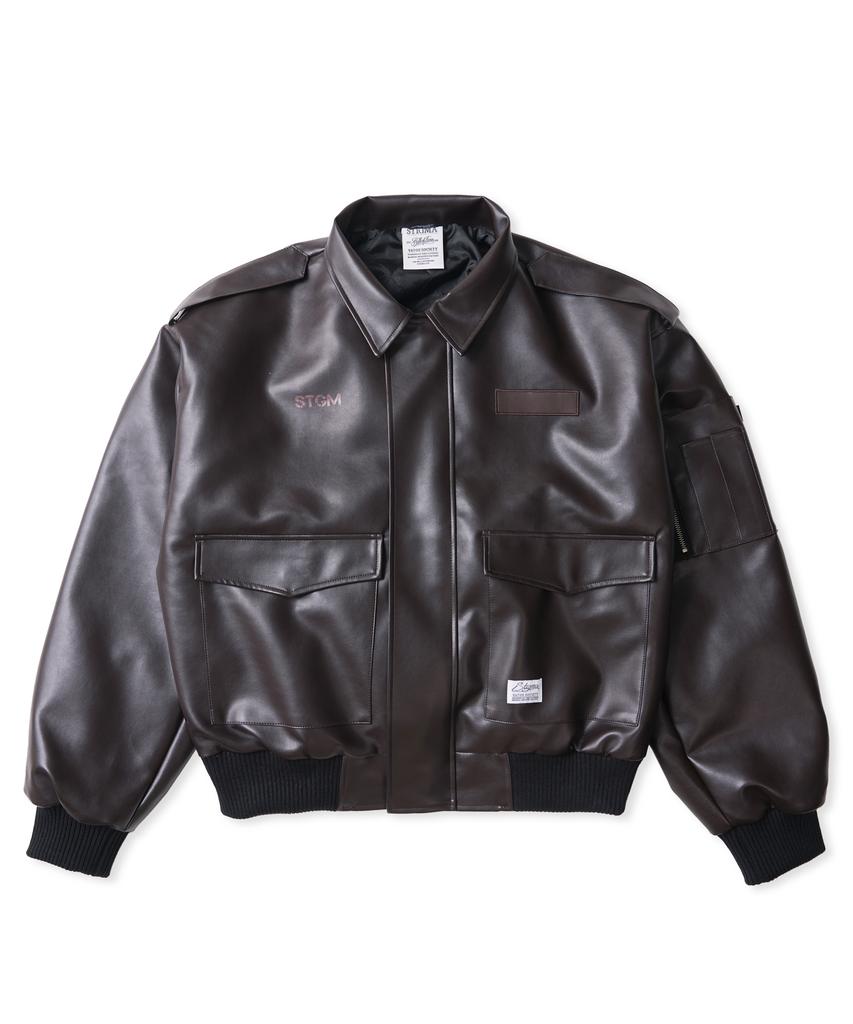Stigma A-2 Oversized Crop Faux Leather Jacket