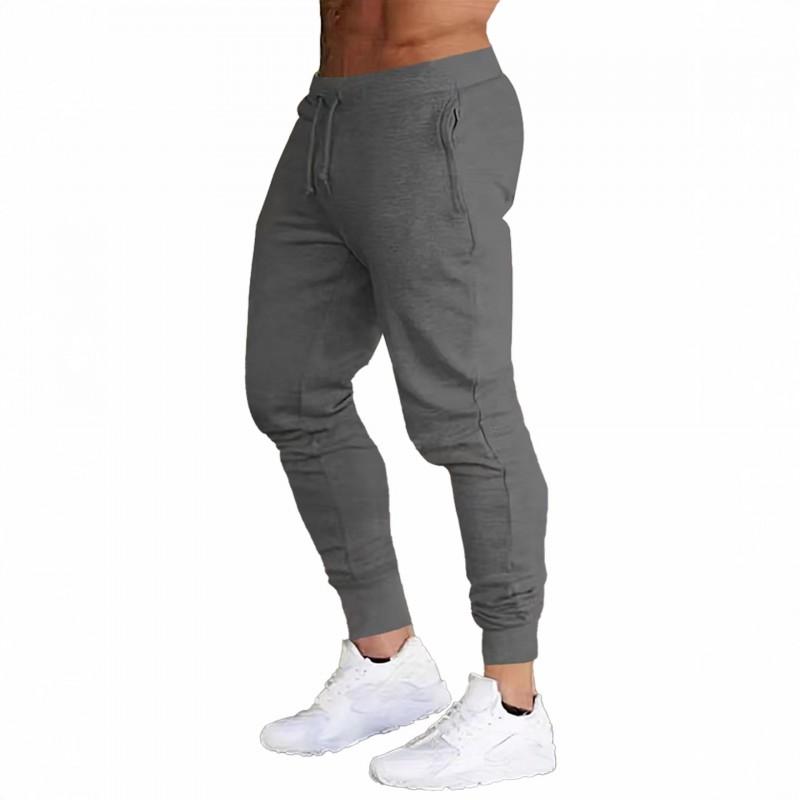 Mens Slim Fit Solid Color Jogger Pants Casual Sport Trousers Gym Walking Wear