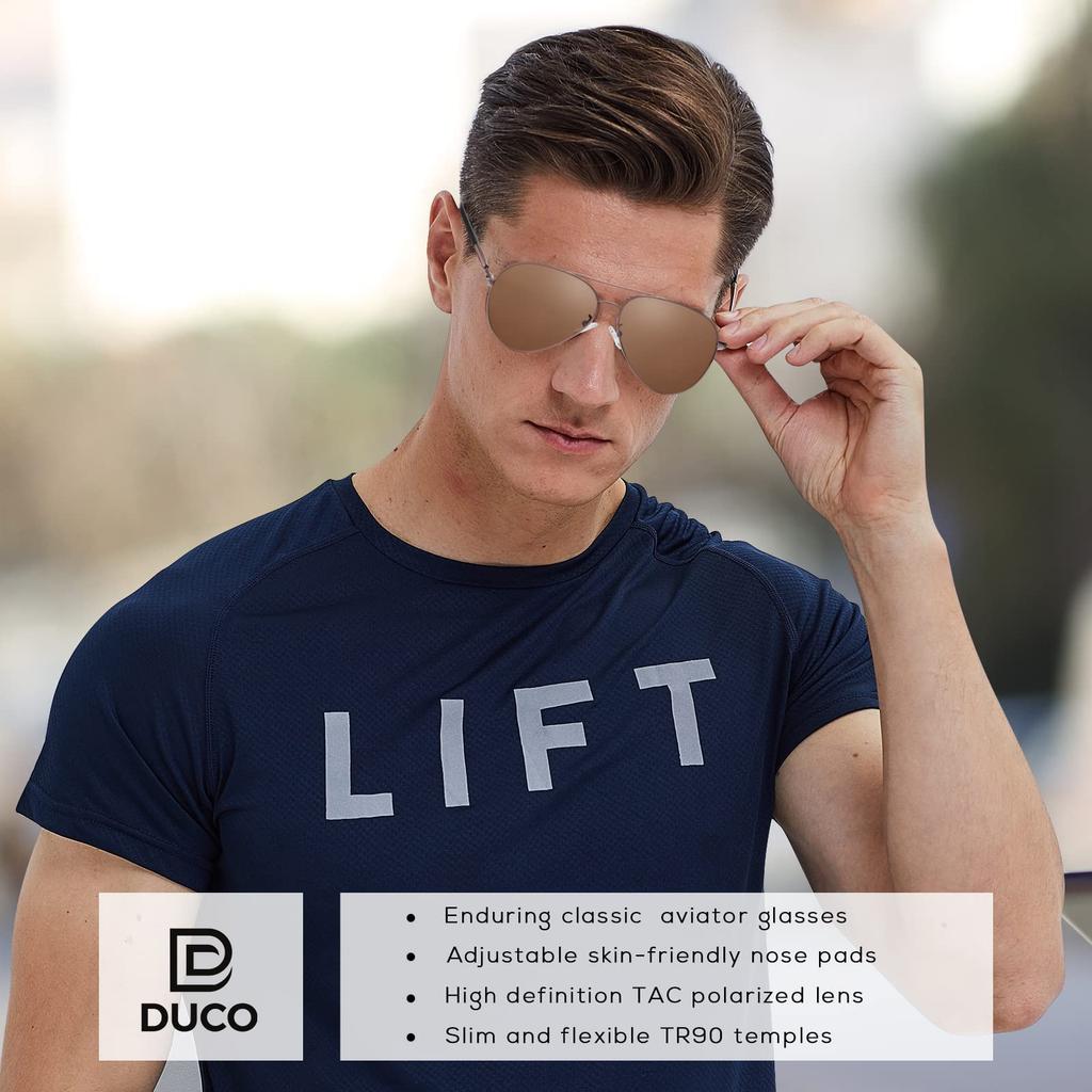 Поляризованные солнцезащитные очки UV400 Солнцезащитные очки-авиаторы Каплевидные солнцезащитные очки для мужчин Черные рыболовные вождения 3027 [DUCO] Мужские
