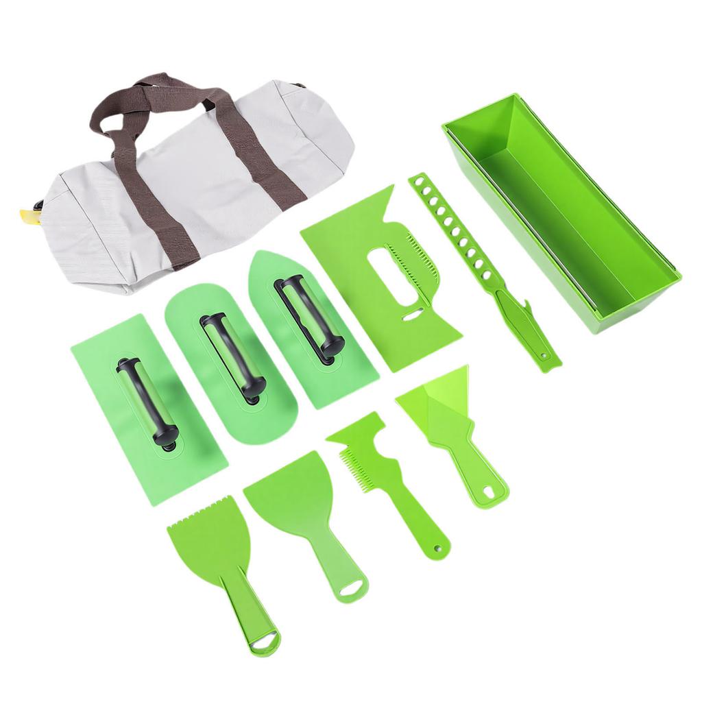 Plastic Trowel Kit Lightweight Ergonomic Handle Round   Pointed Trowels Plastering Set with Storage Bag for Wall Finishing