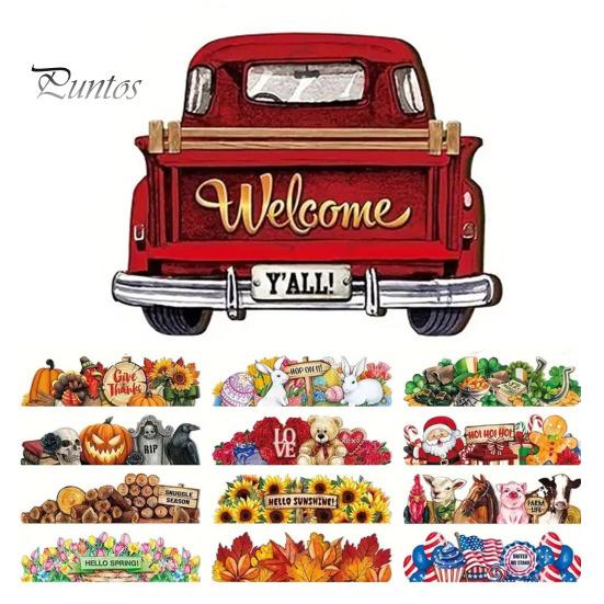 Подвесной приветственный знак на входной двери грузовика с 12 альтернативными сезонными праздничными декорациями, приветственный знак в форме грузовика на осень, День благодарения, Хэллоуин