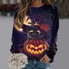 Fashion Halloween Long Sleeve T Shirt Sweatshirt Girl Harajuku Vintage Clothing 3d Pumpkin Cute Cat Printed Female Hoodies
