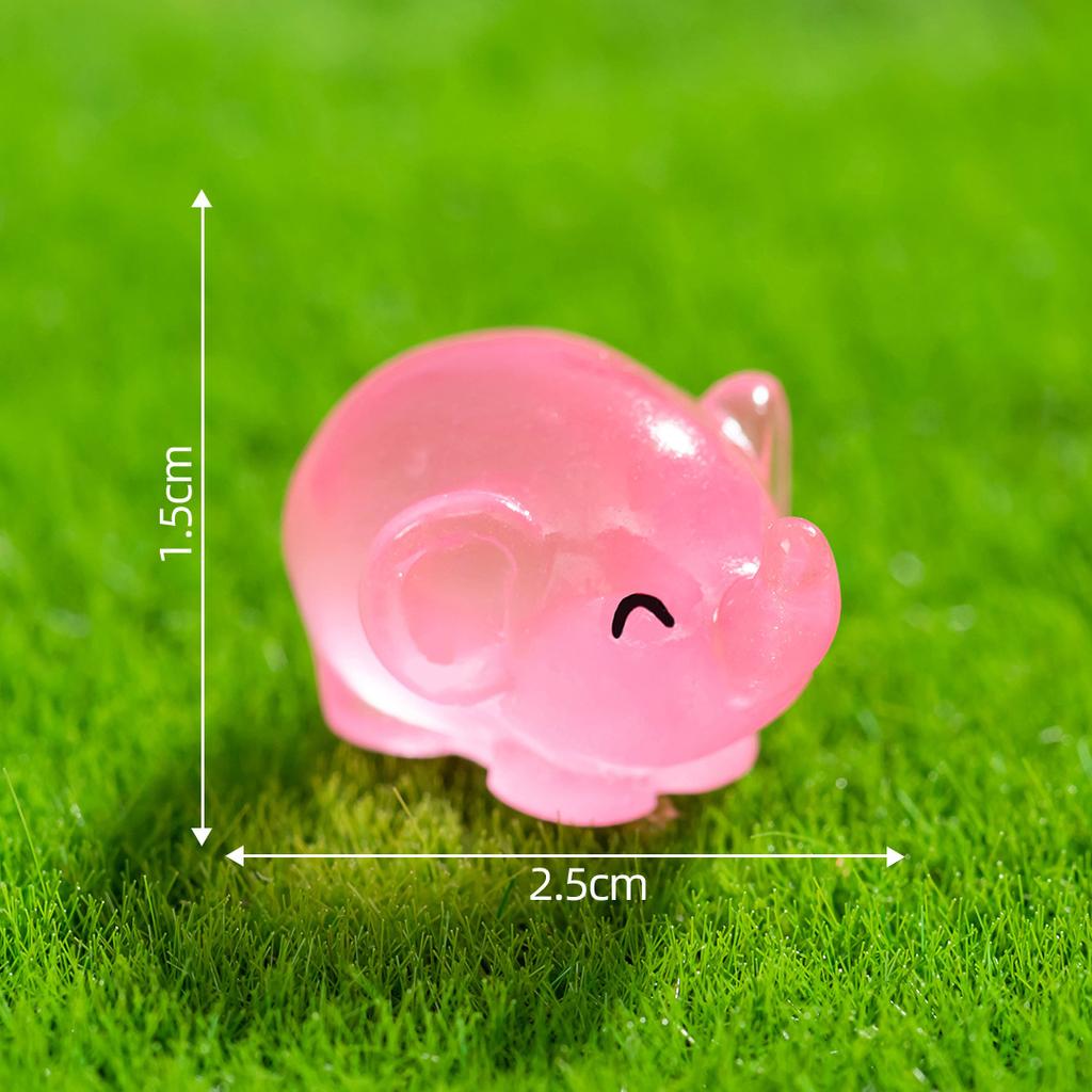 Micro Landscape Cartoon Cute Glow-in-the-dark Elephant Figure Decoration Diy Decorative Accessories Desktop Car Resin Decoration