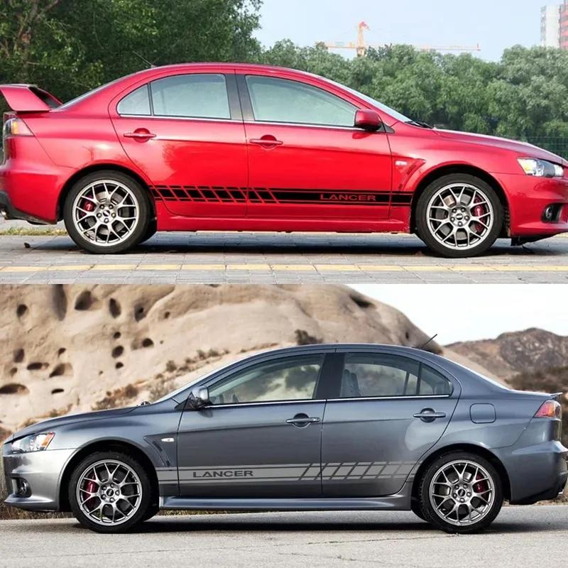 2 шт. Полосы-наклейки на пороги боковых дверей автомобиля Для Mitsubishi Lancer 10 3 9 EX Outlander 3 ASX L200 Ralliart Аксессуары для соревнований