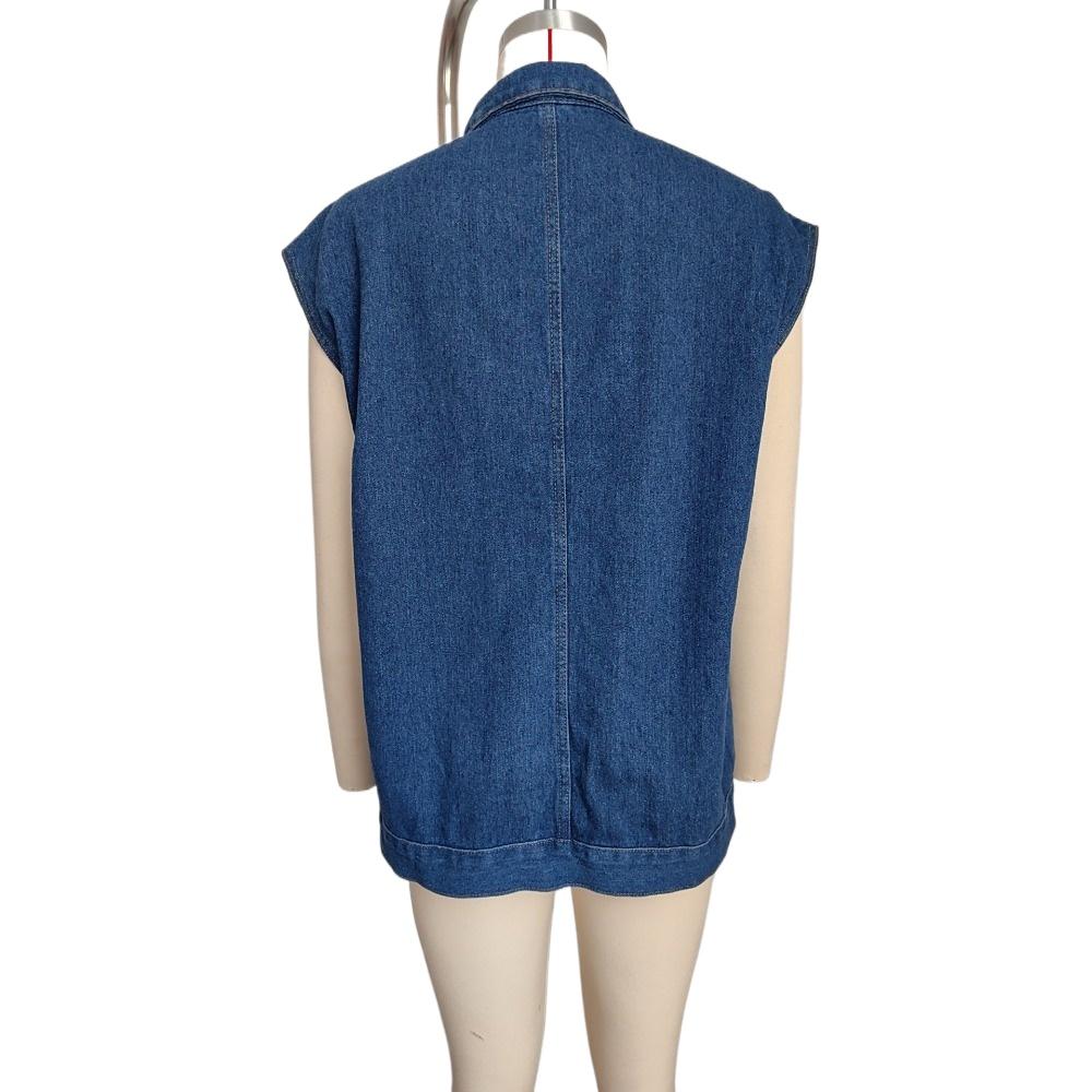 IHUASU Джинсовый жилет плечо женская мода тенденция джинсовый жилет без рукавов