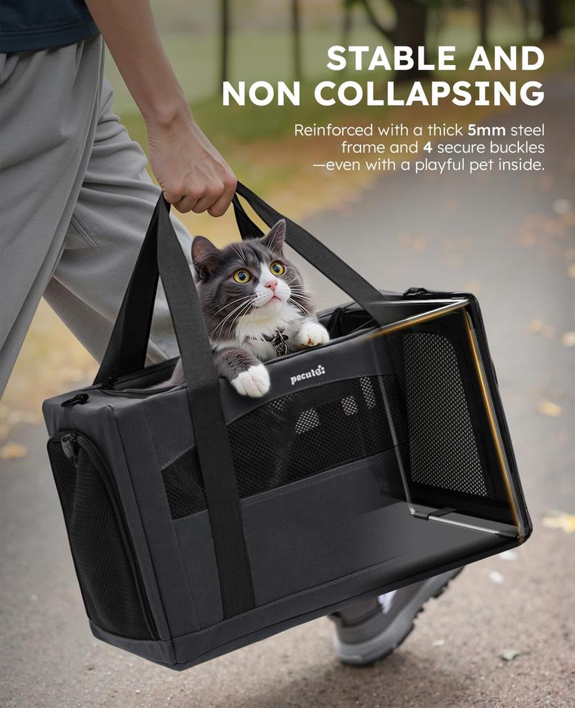 Pecute Сумка-переноска для домашних кошек через плечо для маленьких и маленьких складная Идеально подходит для больницы, катастрофы и темно-серая переноска, сумка, сумочка, кошки, кролики, собаки,