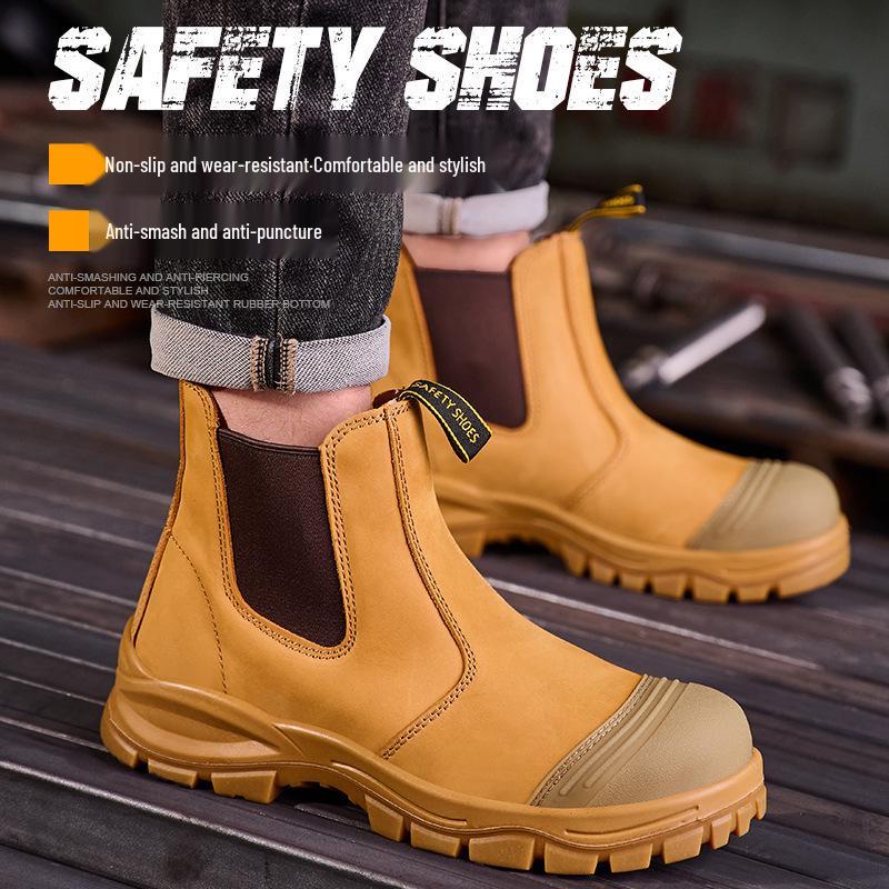 Мужские защитные ботинки Челси – Ударопрочные, Защита от проколов, Верх из замши, Резиновая подошва, Нескользящие, Износостойкие, Прочные.