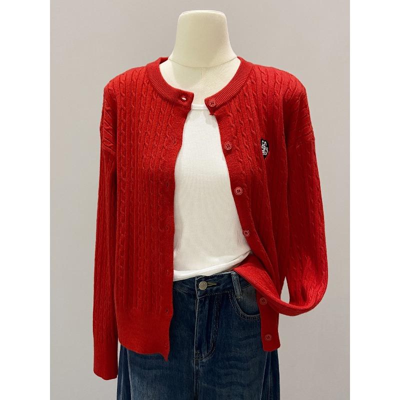 Вязаный кардиган с текстурой «косичка», женский однобортный топ, весенне-осенний, повседневный, омолаживающий, с длинным рукавом, мягкий, восковой свитер